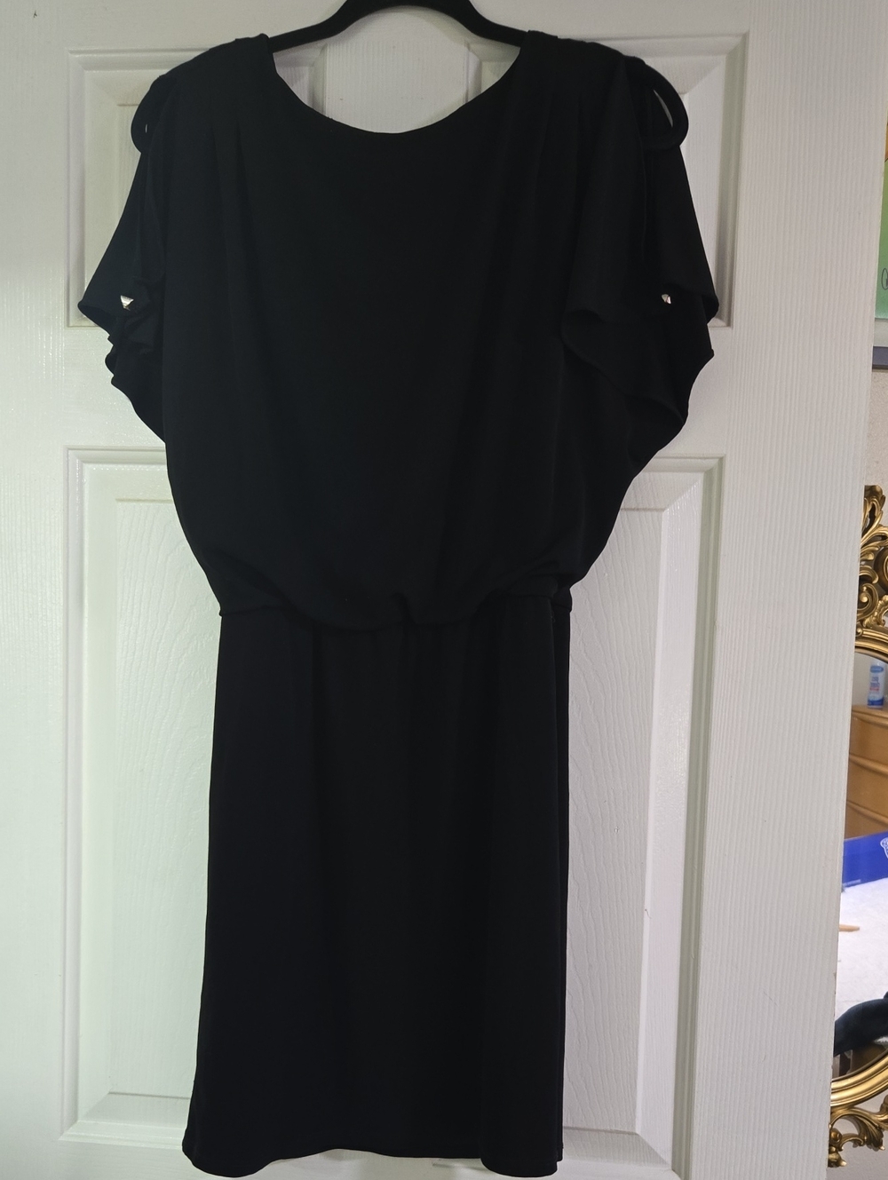White House Black Market Black Midi Blouson Dress